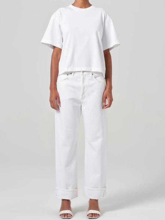 Agolde Denim - Agolde Fran Low Slung Easy Straight
Jeans in Milkshake Off White Button Fly NEW
